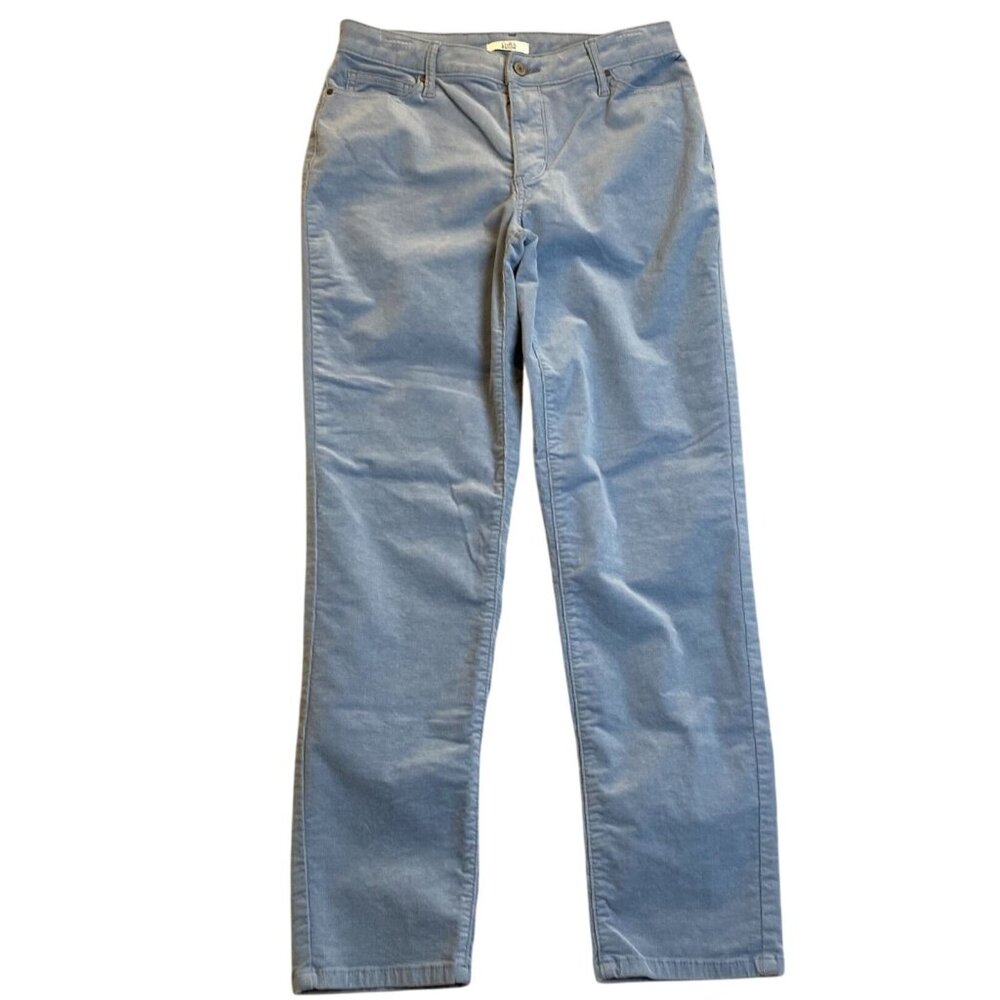 Croft & Barrow Womens Pants Size 6 Corduroy Straight Leg Casual Blue Stretch